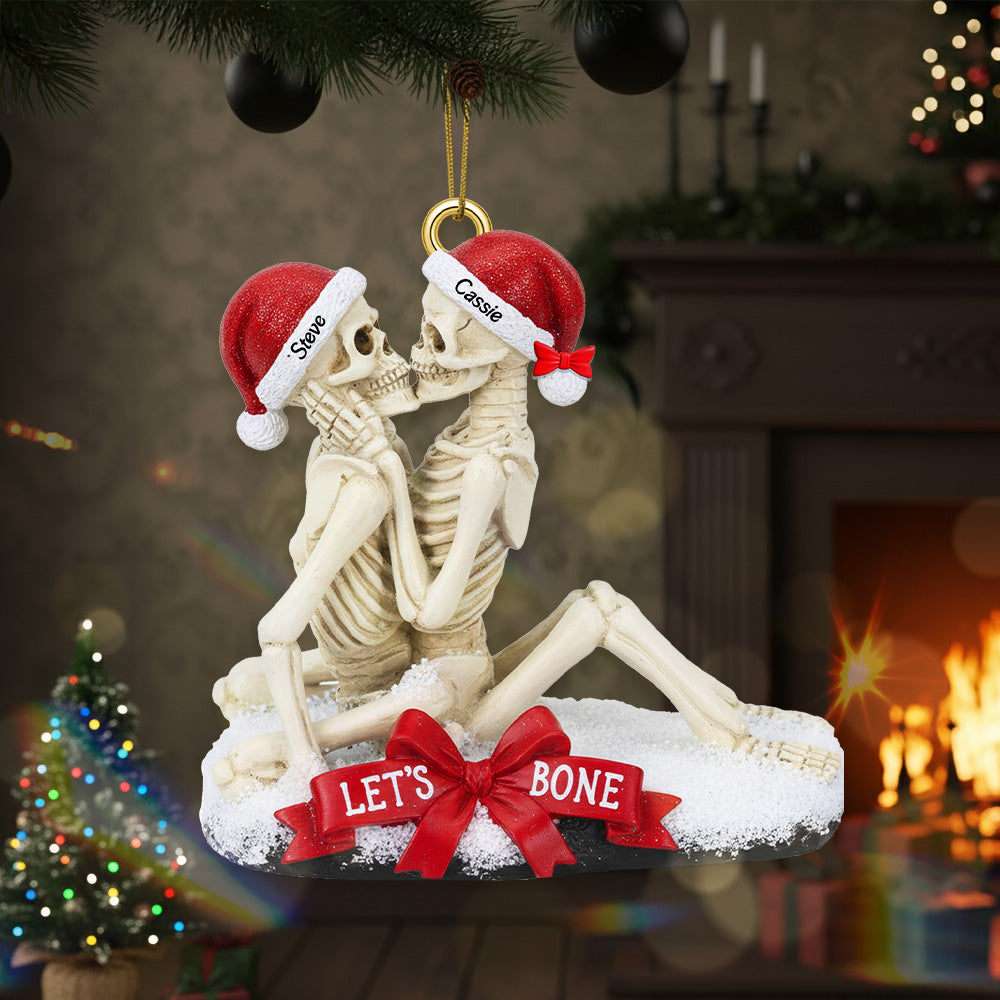 Excited Bone Couple Christmas Ornament, Personalized Gifts For Couple 02qhmg100925 - Ornament - GoDuckee