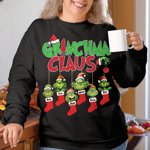 Personalized Christmas Gifts For Grandma Shirt 10ohpu260924 Green Monster Kids On Xmas Socks - Shirts - GoDuckee