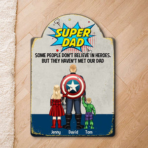 Super Dad And Kids 02NATN180523TM Personalized Cut Metal Sign - Metal Wall Art - GoDuckee
