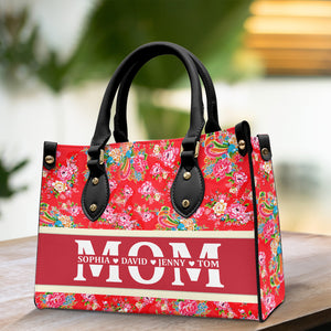 Personalized Gifts For Mom Leather Bag Dongbei Flower Pattern - Leather Bag - GoDuckee