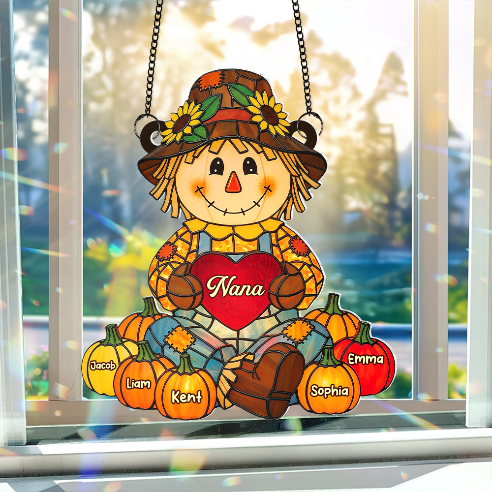 Autumn Scarecrow Grandma Suncatcher - Personalized Gifts For Grandma 06NAPU150725 - Ornament - GoDuckee