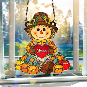Autumn Scarecrow Grandma Suncatcher - Personalized Gifts For Grandma 06NAPU150725 - Ornament - GoDuckee
