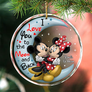 Personalized Gifts For Couple Crystal Ornament, Cartoon Mouse Couple 04NATN120824 - Ornament - GoDuckee