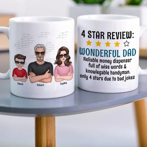 4 Star Review Wonderful Dad-Personalized Coffee Mug- Gift For Dad- Dad Coffee Mug - Coffee Mug - GoDuckee