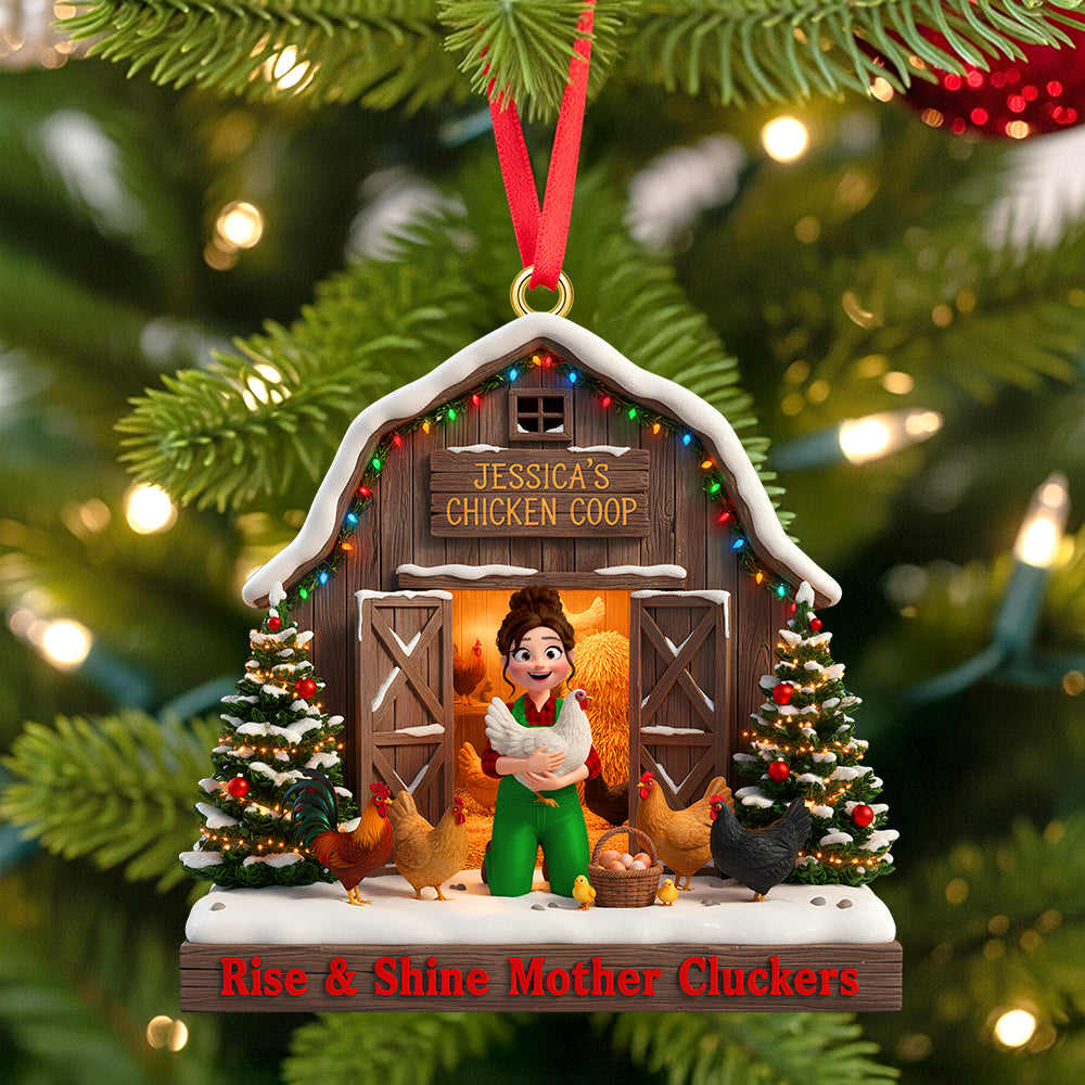 Personalized Gifts For Farmers Christmas Chicken Coop Ornament 01natn180925-Homacus