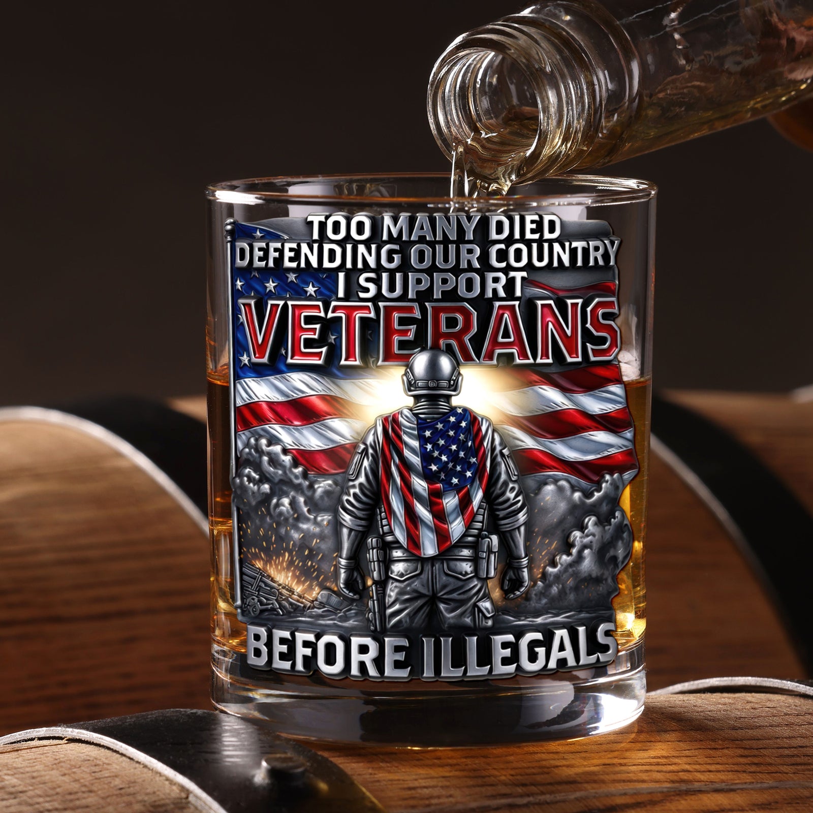 Veteran Pride Round Glass - Personalized Gifts For Veterans 03OHQN050326 - Glass - GoDuckee