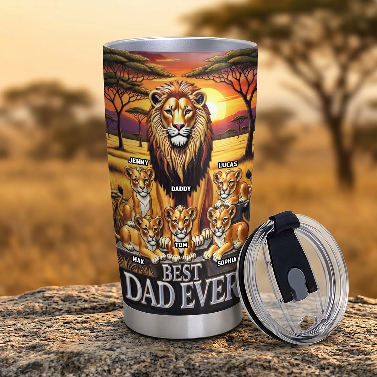 Lion Dad And Kid 20oz Tumbler - Personalized Gifts For Father's Day Tumbler 04TOTN050526 - Tumbler Cup - GoDuckee