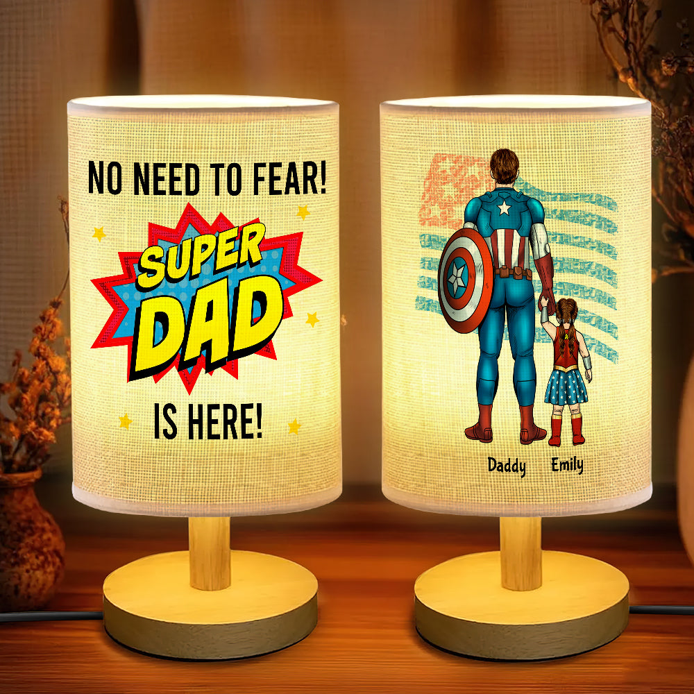 Super Dad Is Here Table Lamp Personalized Gift For Dad 04HUDT270325PA-Homacus