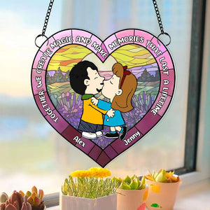 Personalized Gifts For Couple Suncatcher Ornament Kissing Couple 05KAMH101224HG - Ornament - GoDuckee