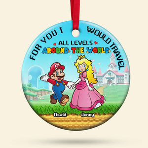For You I Would Travel, Couple Gift, Personalized Ceramic Ornament, Gamer Couple Ornament, Christmas Gift 02NAHN130923 - Ornament - GoDuckee