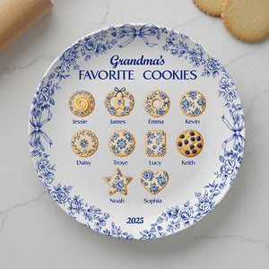 Grandma's Cookies - Personalized For Grandma - Toile de Jouy Ceramic Round Plate 03pgta031025-Homacus