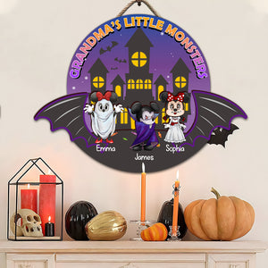 Personalized Gifts for Grandma Sign Wood Halloween Little Monster Kid 01xqdc220724hh - Wood Sign - GoDuckee