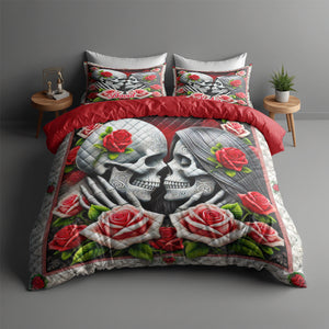 Personalized Gifts For Skull Couple Quilt Bedding Set 03OHTN100125 - Blanket - GoDuckee