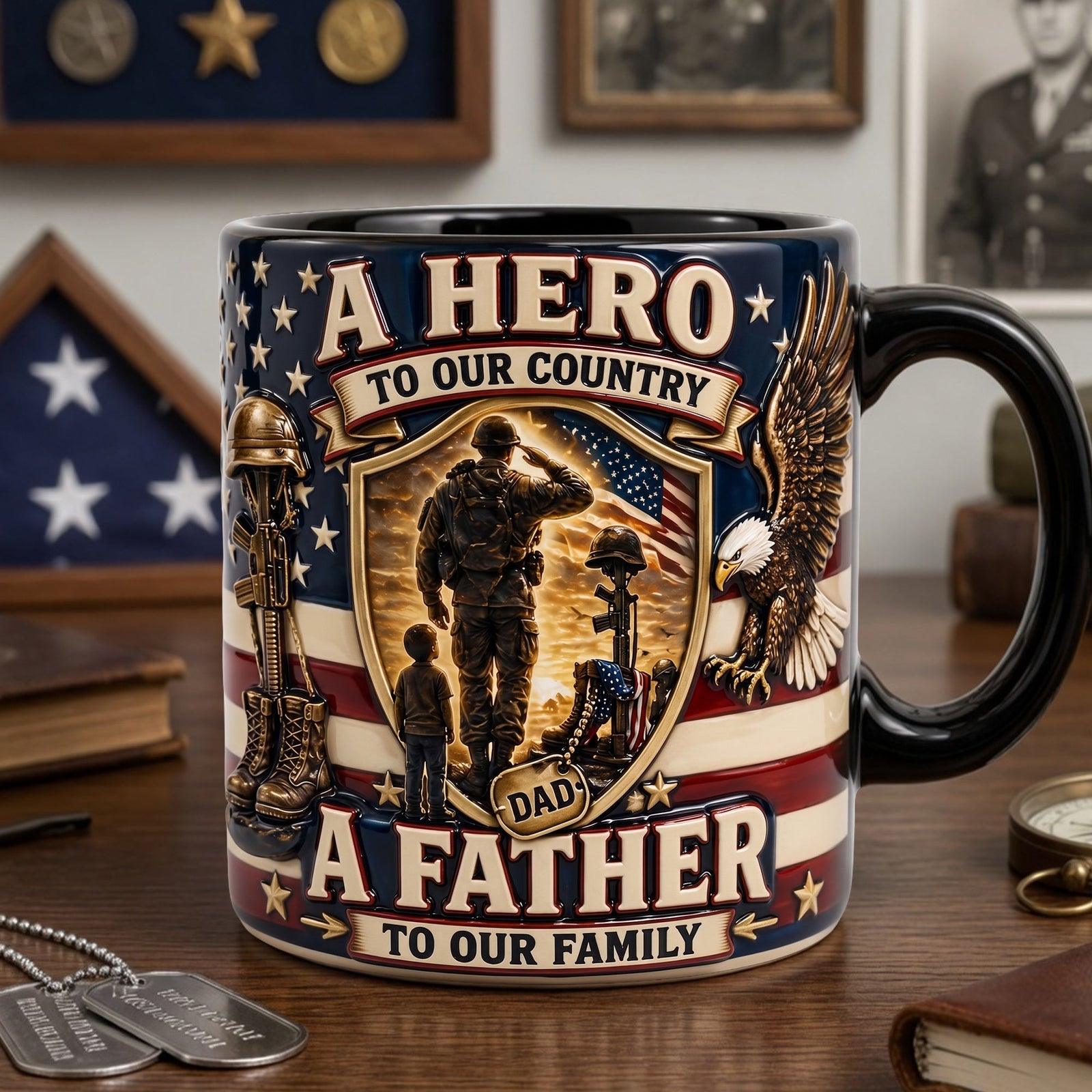 Proud Veteran Dad Black Mug - Gifts For Dads 01palu050526 - Coffee Mug - GoDuckee