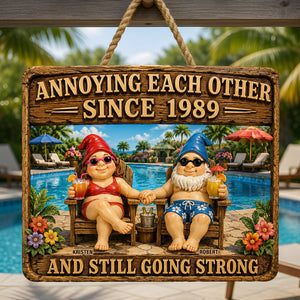 Relaxing Old Couple Metal Sign - Personalized Anniversary Gifts For Couples 02NADT170626