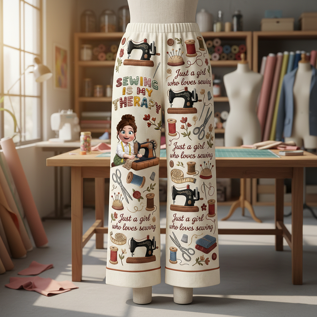 Sewing Is A Therapy Pajama Pants - Personalized Gift For Sewers 03PALU140126 - Pajama Pant - GoDuckee