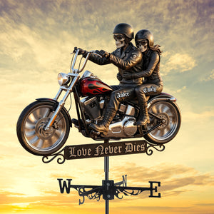 Skeleton Biker Weather Vane - Personalized Gifts For Couple 01nadh280526 - Metal Signs - GoDuckee