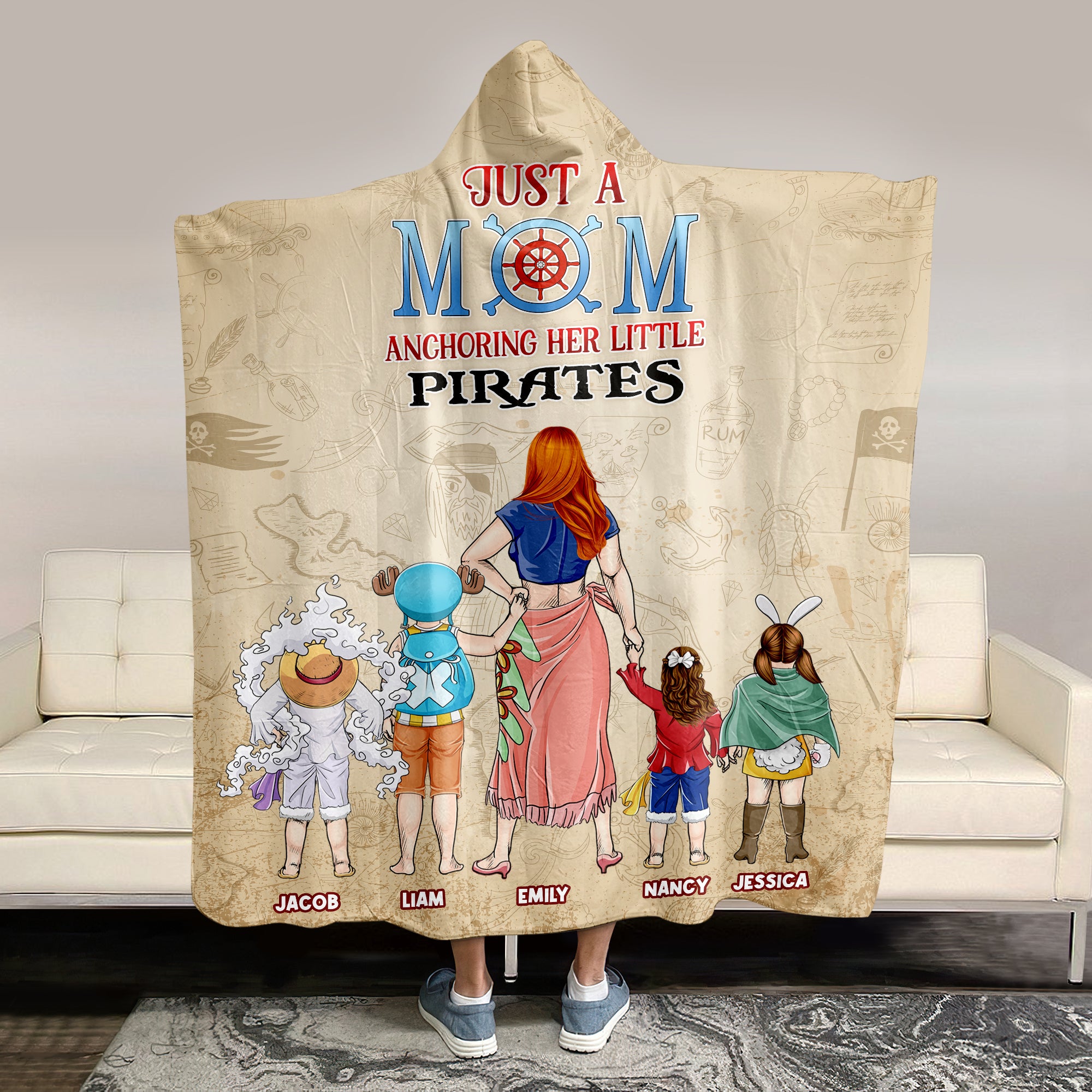 Personalized Gifts For Mom Wearable Blanket Just A Mom Anchoring Her Little Pirates 01TOPU200324PA - Blankets - GoDuckee