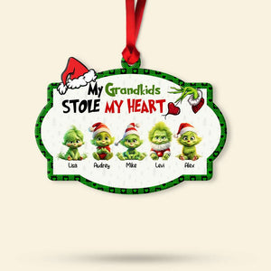 My Grandkids Stole My Heart, Gift For Family, Personalized Acrylic Ornament, Green Kids Ornament, Christmas Gift 06HTHN300923 - Ornament - GoDuckee