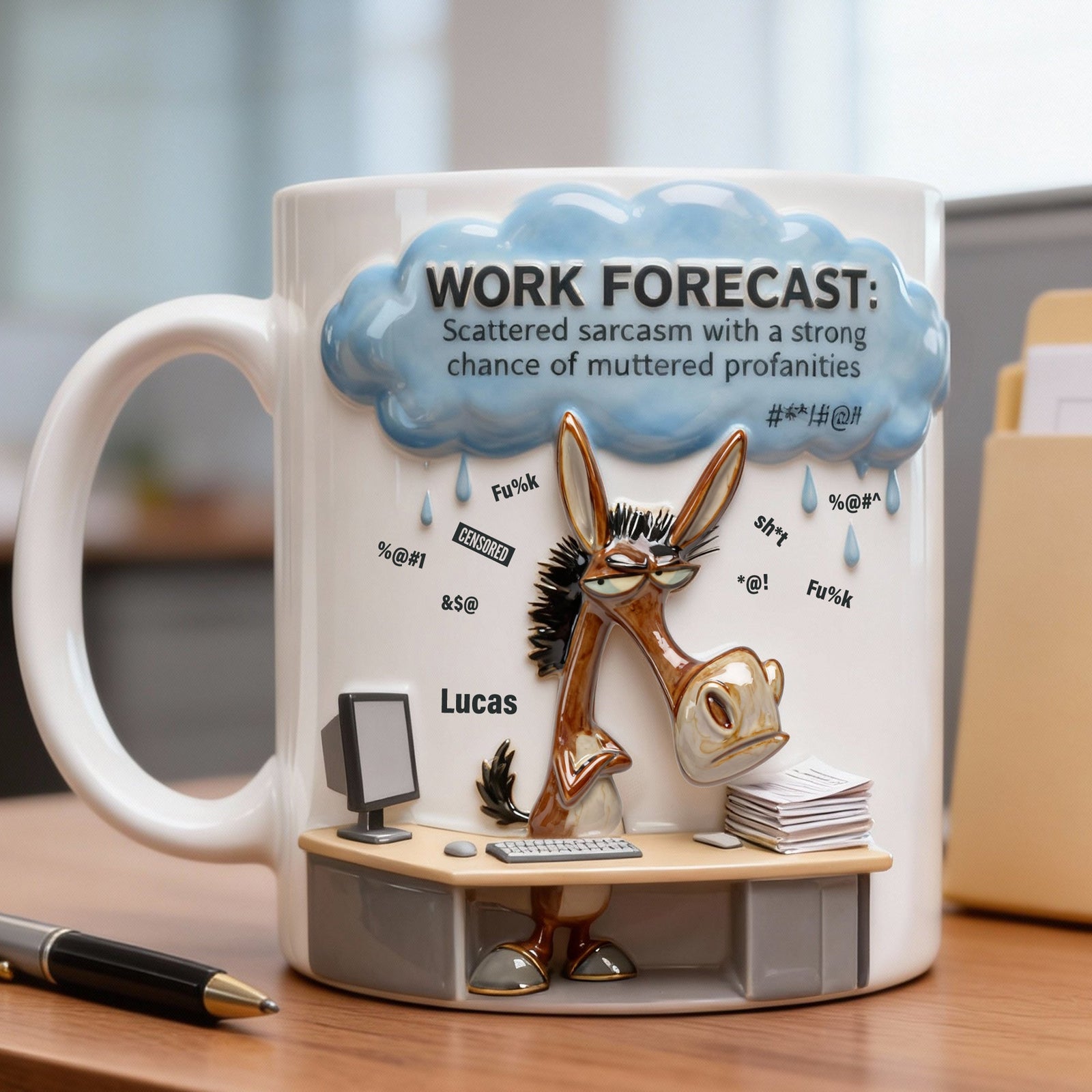 Attitude Donkey Office Worker Work Forecast, Personalized Gifts For Coworker 05qhtn230126 - Coffee Mug - GoDuckee