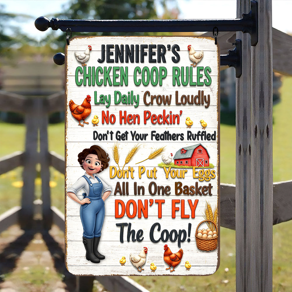 Chicken Coop Rules Metal Sign – Personalized Gifts For Farm Girls 02naqn241125 - Metal Signs - GoDuckee