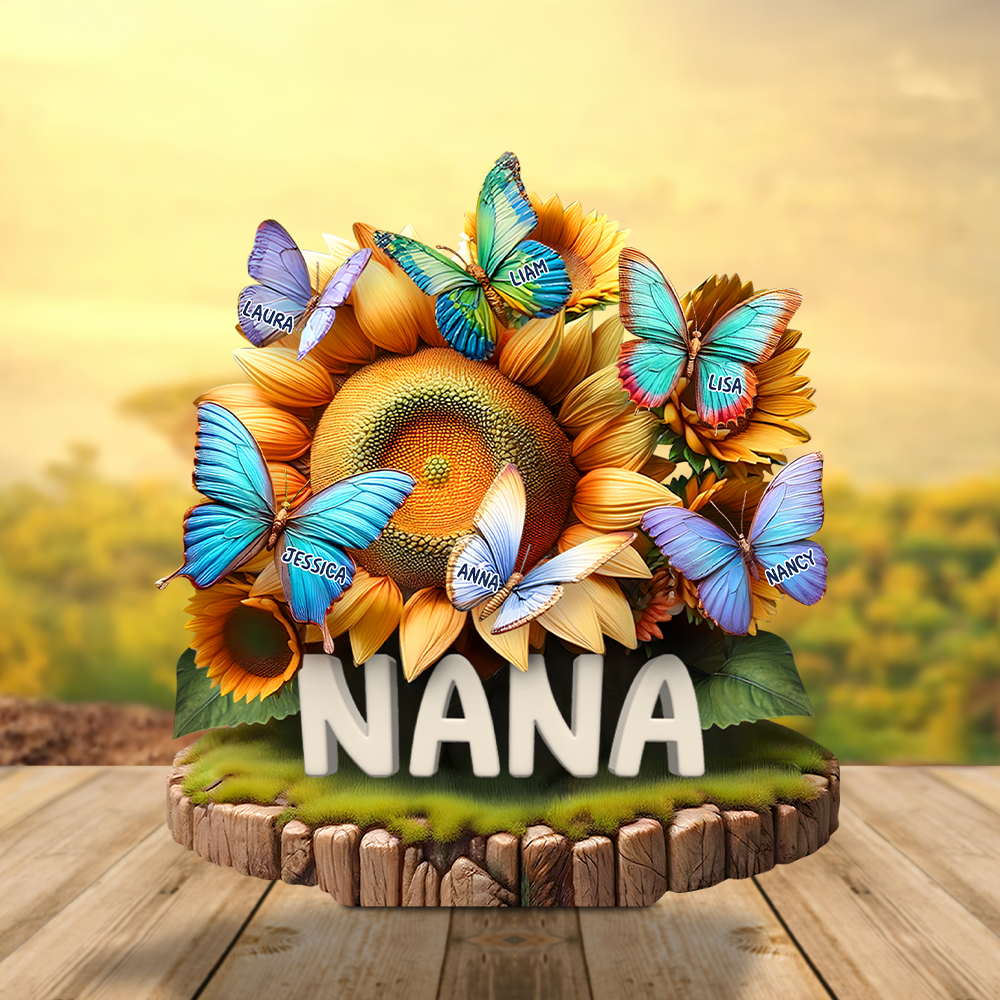 Butterfly Kids On Sunflowers Acrylic Plaque - Personalized Gifts For Mom 01QHPU010425 - Shaped Plaques - GoDuckee