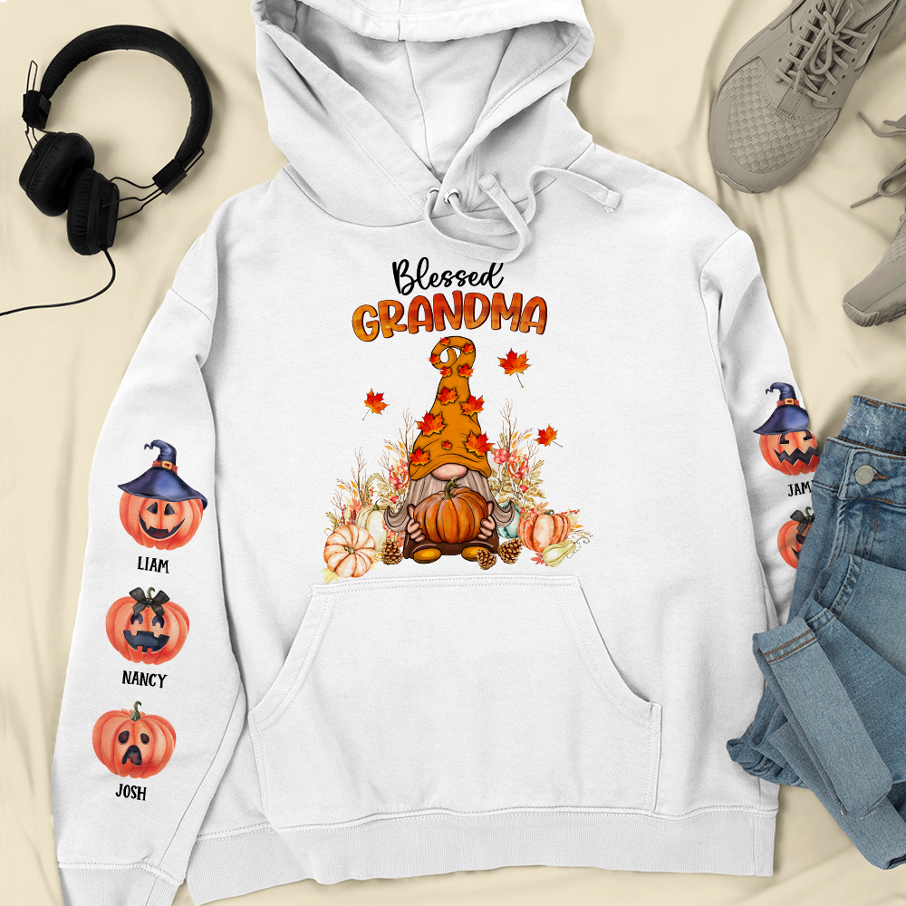 Personalized Gifts For Grandma Shirt, Halloween Gnome Pumpkin 02NAPU260824 - AOP Products - GoDuckee