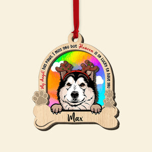 I Miss You But Heaven Is So Lucky To Have You, Personalized Wood Ornament, Gifts For Dog Lovers, Christmas Gifts - Ornament - GoDuckee