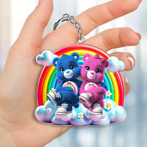 Personalized Gift For Couples Acrylic Keychain Hugging Couple 021OHMH171224 - Keychains - GoDuckee