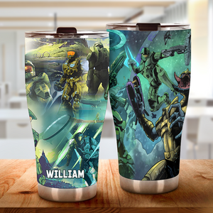 Halo Infinite Science - Fiction Artwork - Hawaiian 30oz Tumbler, Aloha Tumbler - Tumbler Cup - GoDuckee