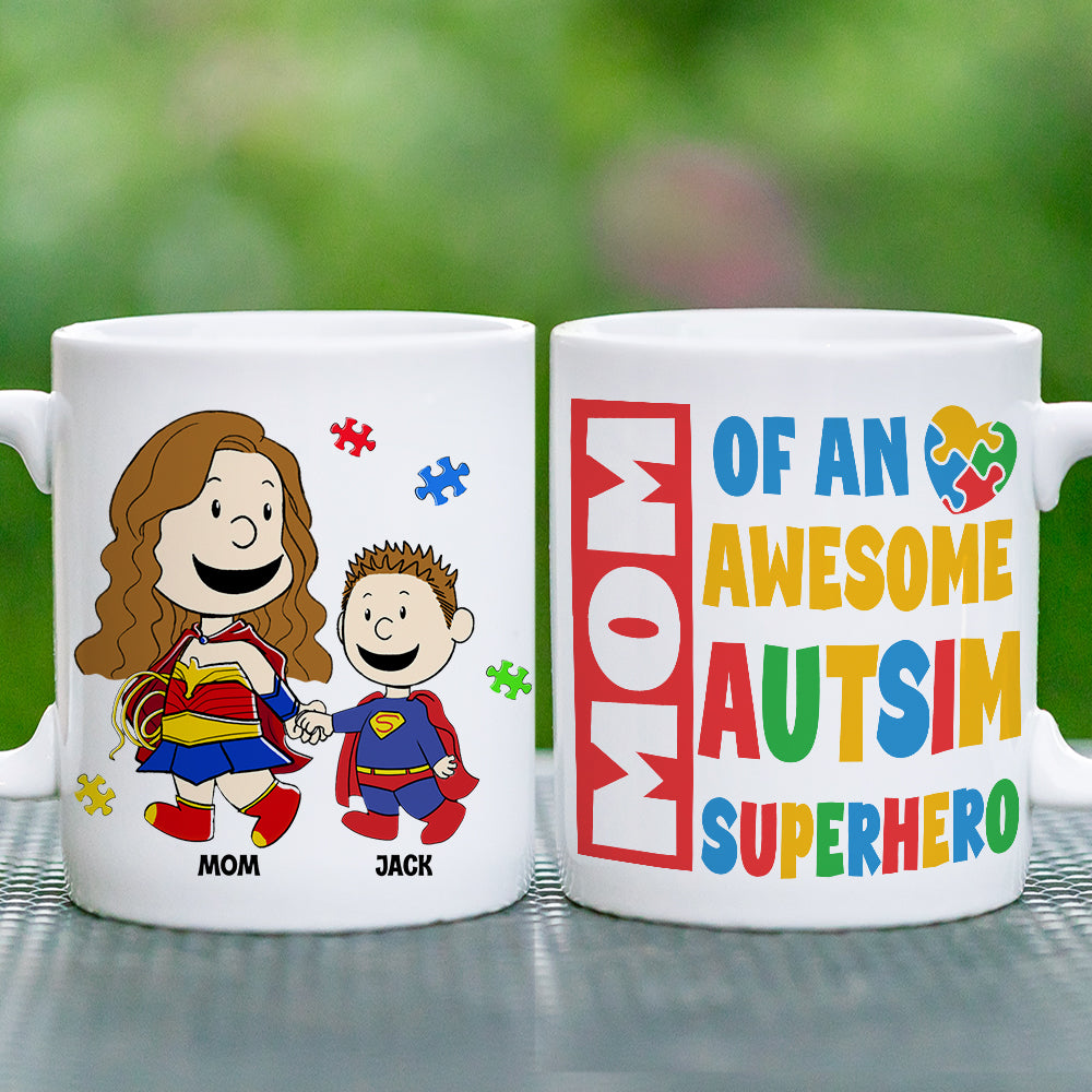 Personalized Gifts For Mom Coffee Mug 041totn200225pa Mom Of An Awesome Autism Superhero - Coffee Mug - GoDuckee