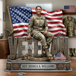Proud Veteran Custom Photo Acrylic Plaque Tribute 03TYLU060426 - Shaped Plaques - GoDuckee