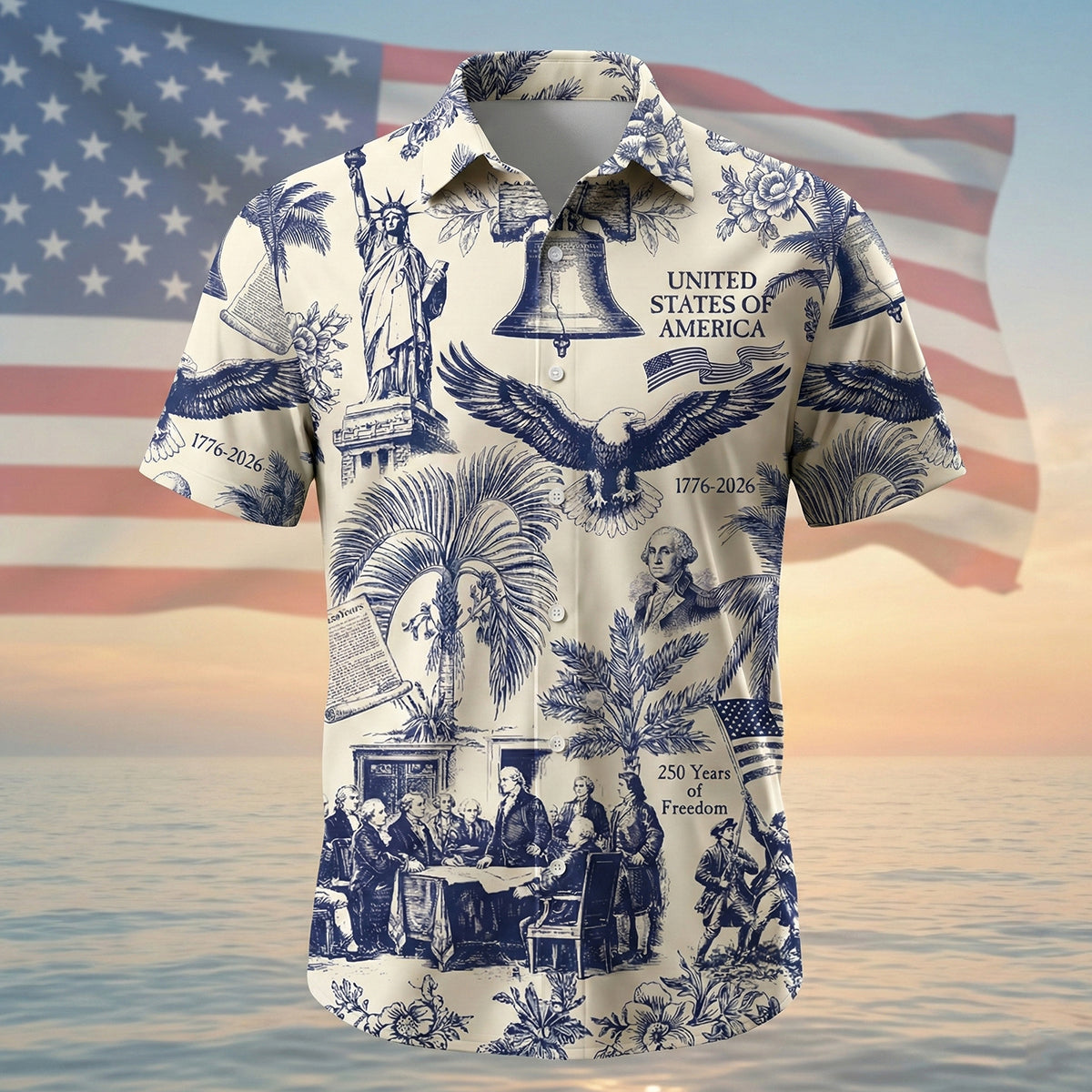 Proud American Anniversary Hawaiian Shirt, Personalized Gift For Patriot 02qhtn250226 - Hawaiian Shirts - GoDuckee