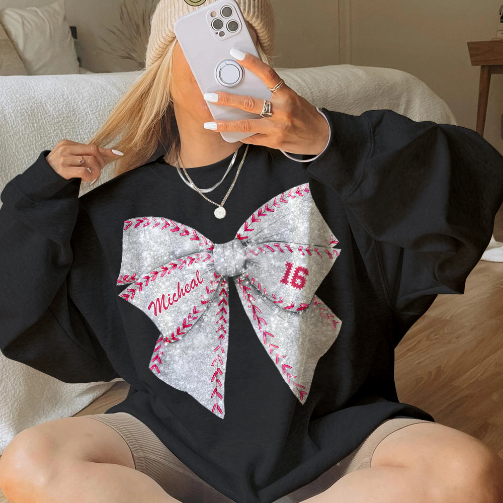 Personalized Gifts For Baseball Lovers, Pink Coquette Bow Glitter Shirt 02ACDT170924 - Shirts - GoDuckee