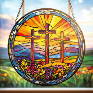 Personalized Gifts For Christian Stained Glass Christ Sunflower 01HUDT050325 - Ornament - GoDuckee