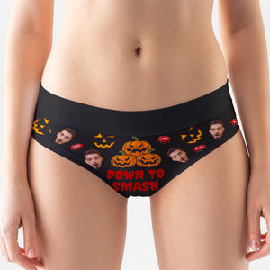 Custom Photo Gifts For Couple Boxer Briefs Halloween Pumpkin Smash Just Tip 03XQDT010824 - Boxer Briefs - GoDuckee