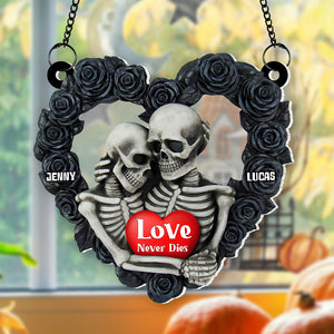 Personalized Gifts For Skeleton Couple Suncatcher Ornament, Skeleton Couple Hugging 03NATN090824-Homacus