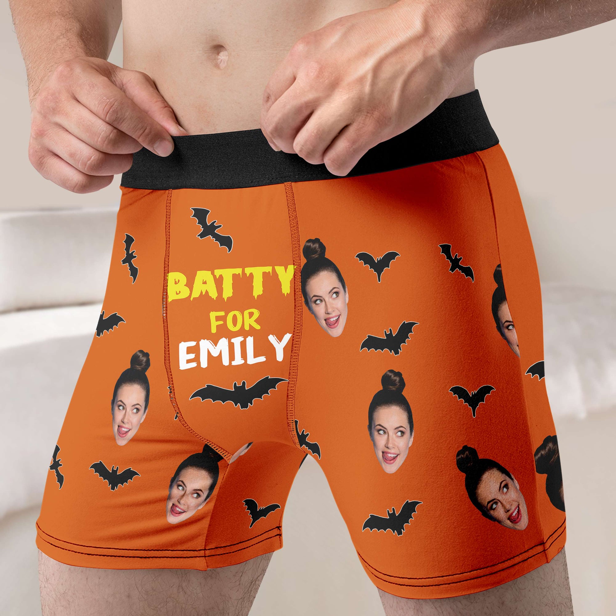 Personalized Gifts For Couple Boxer Briefs Custom Face Photo Halloween 01XQMH020824 - Boxer Briefs - GoDuckee