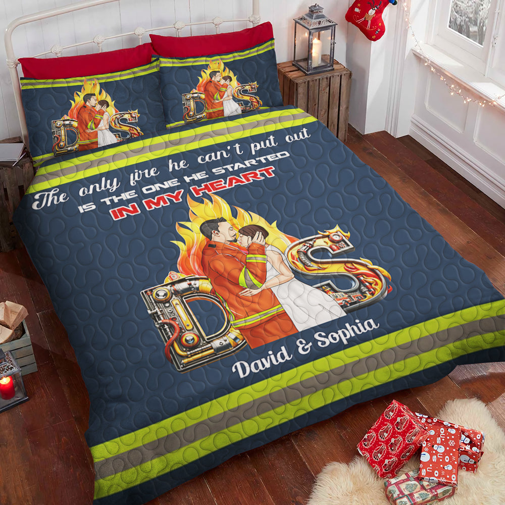 Personalized Gifts For Couple Firefighter Lover Quilt Bed Set 04XQDT151124TM - Blanket - GoDuckee