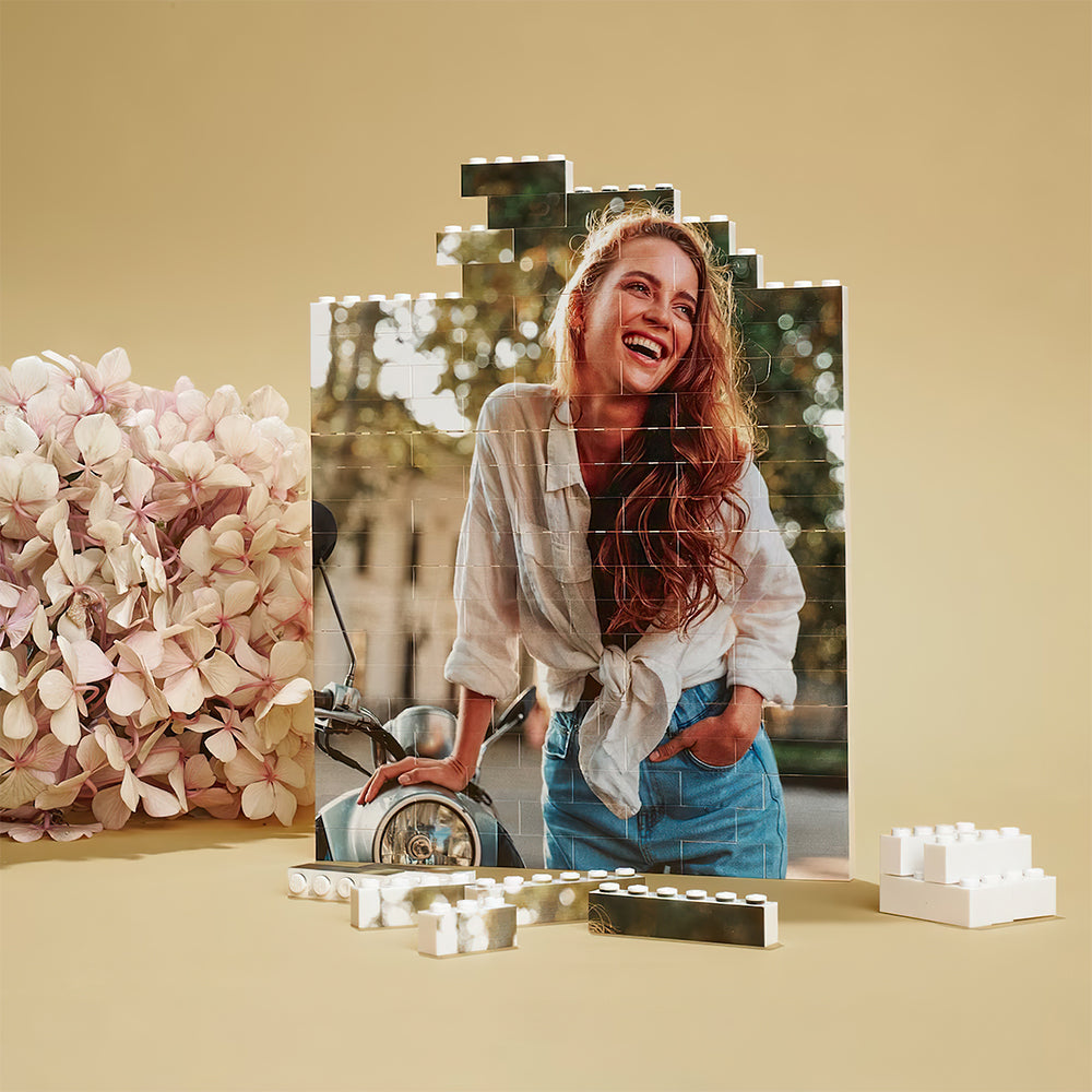 Custom Portrait Photo Building Blocks Puzzle, Gift For Best Friends, Gift For Her - Home Decor - GoDuckee