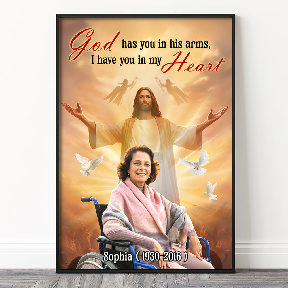 Custom Photo Gifts For Family Canvas Print 02hutn311224 God Have You In His Arms I Have You In My Heart - Poster & Canvas - GoDuckee