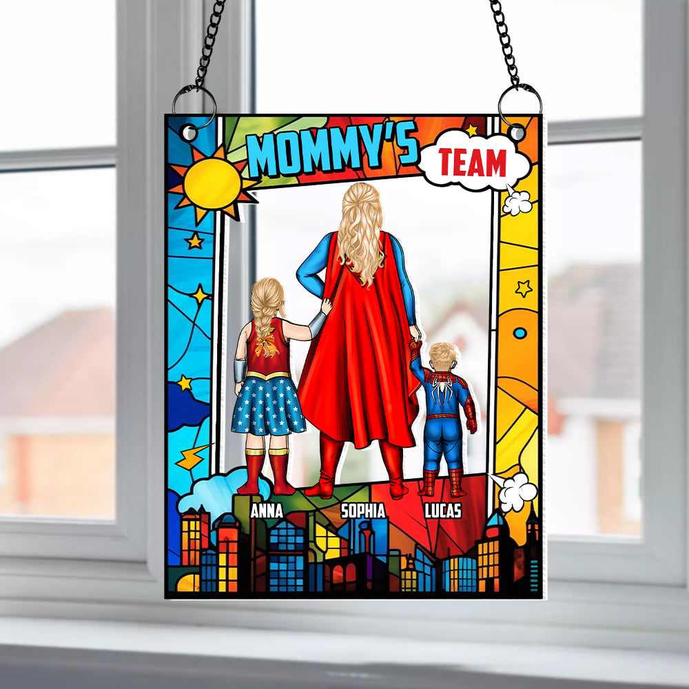 Personalized Gifts For Mom Suncatcher Ornament 03qhtn260225pa Mommy's Team - Ornament - GoDuckee