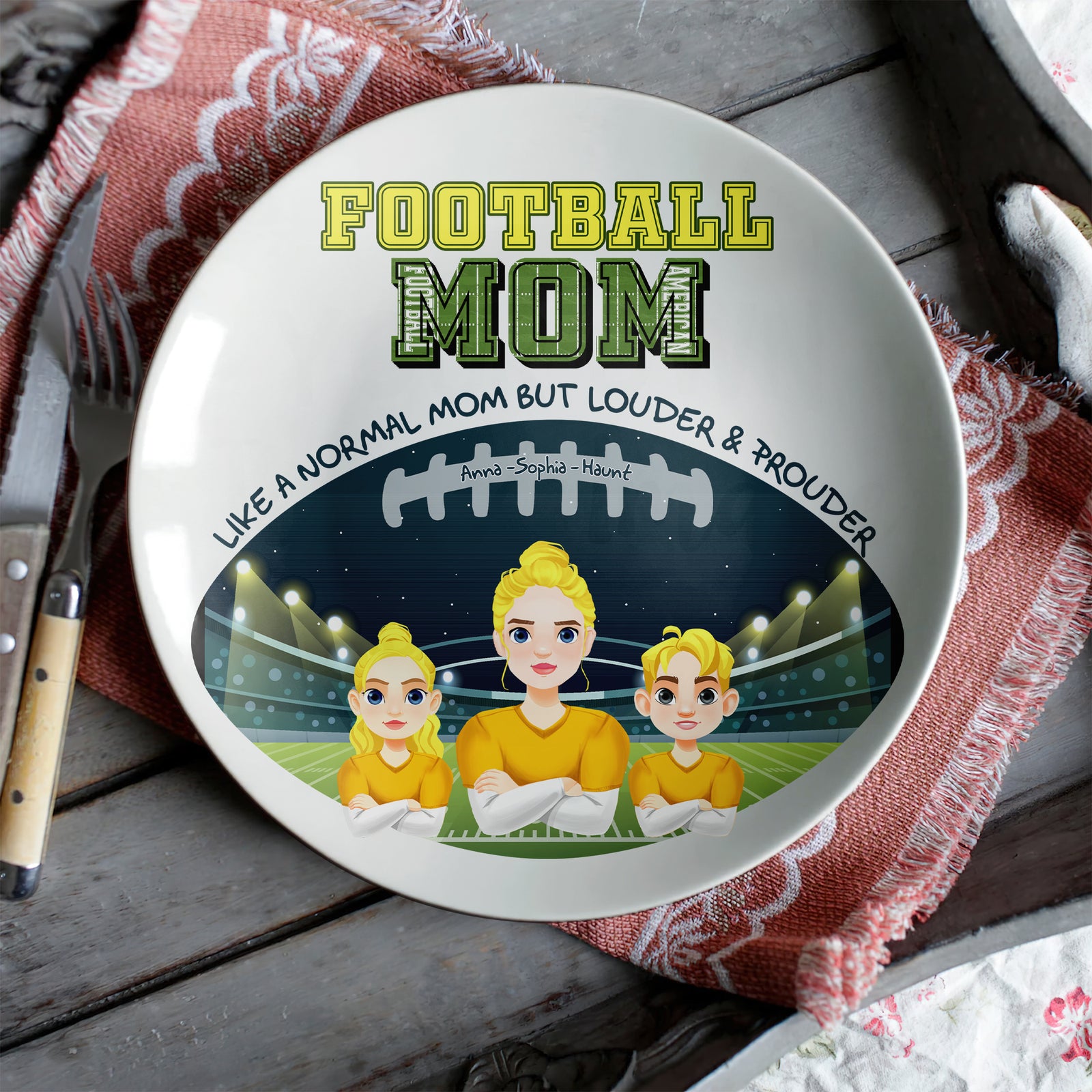 Personalized Gift For Football Mom Ceramic Round Plate Mother's Day 02XQLU200325HG - Ceramic Round Plate - GoDuckee