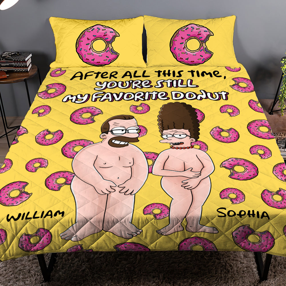 Personalized Gift For Couple Quilt Bed Set, Funny Cartoon Couple 02TODT080724HG - Blanket - GoDuckee
