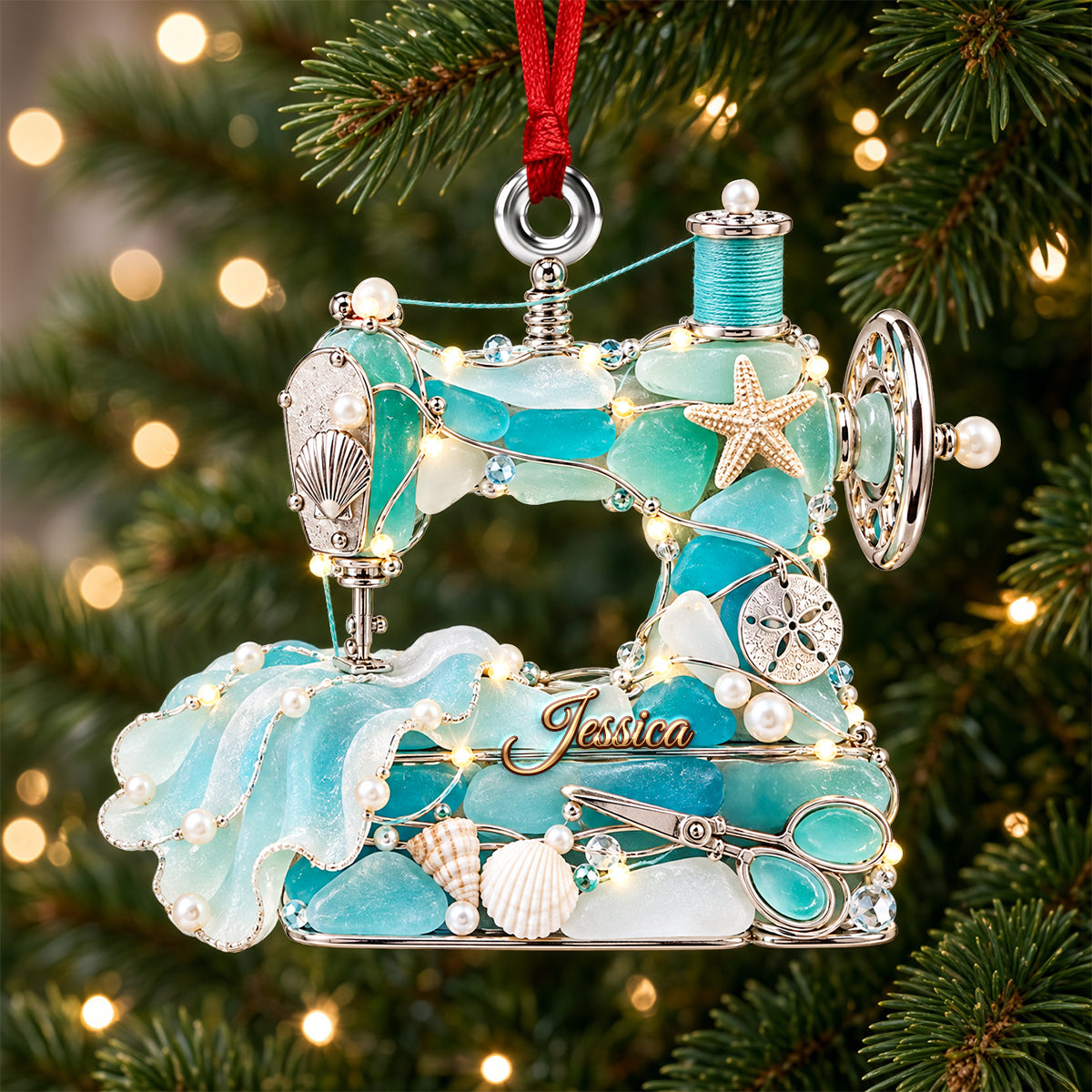 Sewing Maching Seas Glass Ornament, Personalized Gifts For Sewing Lovers 03QHDH260926 - Ornament - GoDuckee