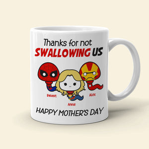 Thank Super Mom For Not Swallowing Us - Personalized Tumbler Cup - Mother's Gift - Tumbler Cup - GoDuckee