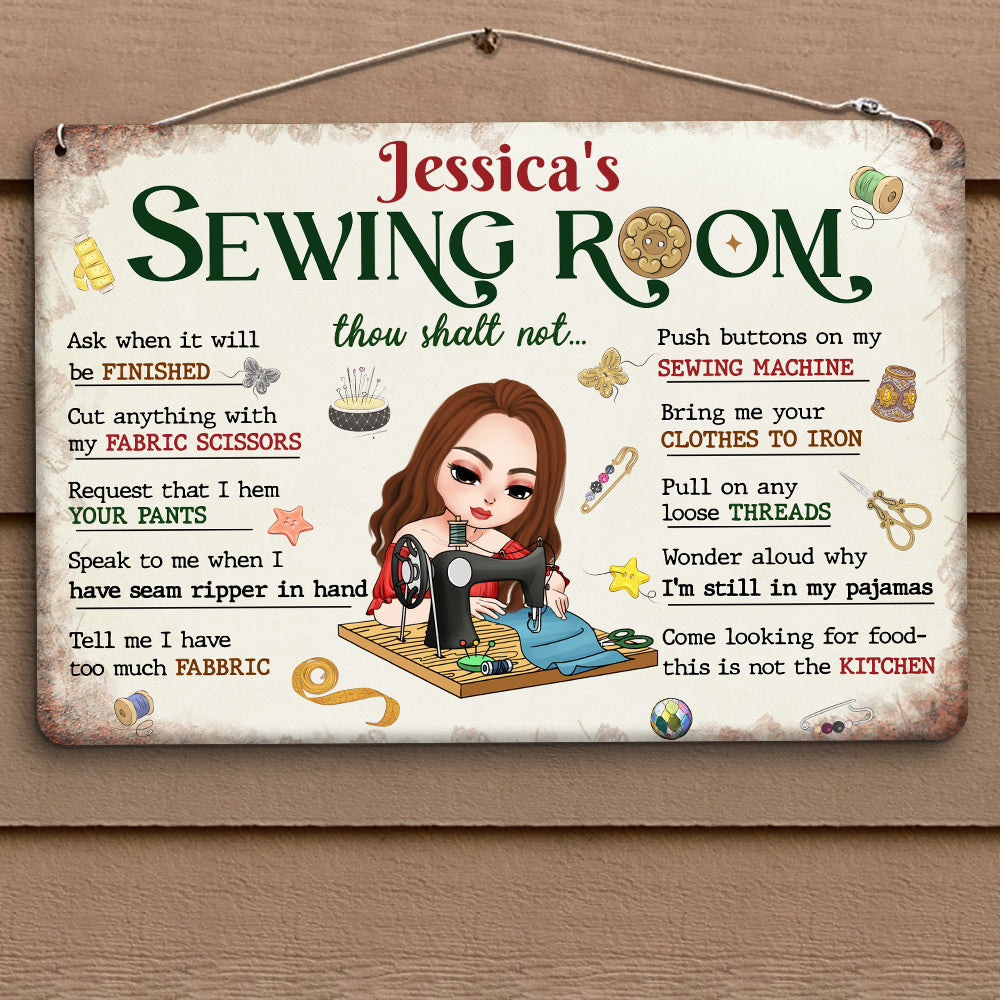 Personalized Gifts For Sewing Girl Print Metal Sign 01NAPU310724HH - Metal Signs - GoDuckee