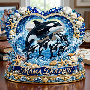 Mama Dolphin Acrylic Plaque - Personalized Gifts For Mother's Day 03tydt250326 - Shaped Plaques - GoDuckee