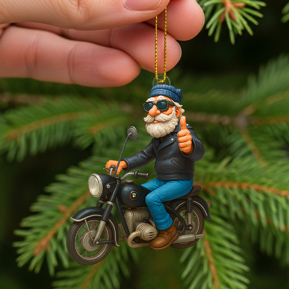 Caricature Art Custom Photo Gifts For Bikers Christmas Acrylic Ornament 03ohtn180825 - Ornament - GoDuckee