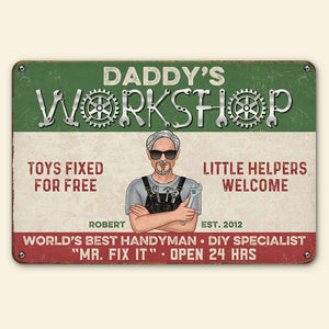 Daddy's Workshop Personalized Metal Sign, Gift For Dad, Father's Day Gift - Metal Wall Art - GoDuckee